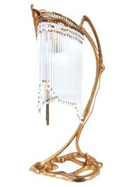 An Art Nouveau Gilt Metal and Glass Table Lamp, after Hector Guimard
