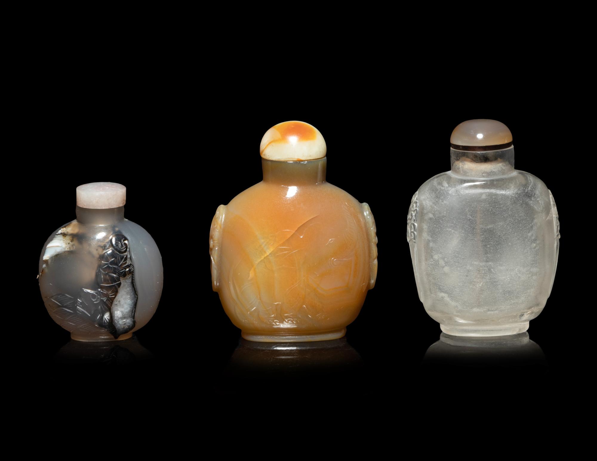 Four Chinese Hardstone Snuff Bottles