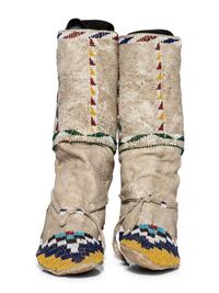 Mescalero Apache Beaded Hide Moccasins