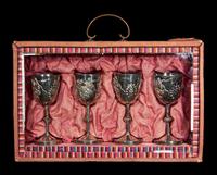 A Set of Four Chinese Export Silver Stem Cups