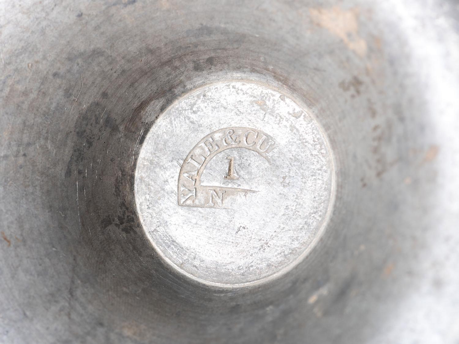 A Pewter Gimbaled Whale Oil Lamp