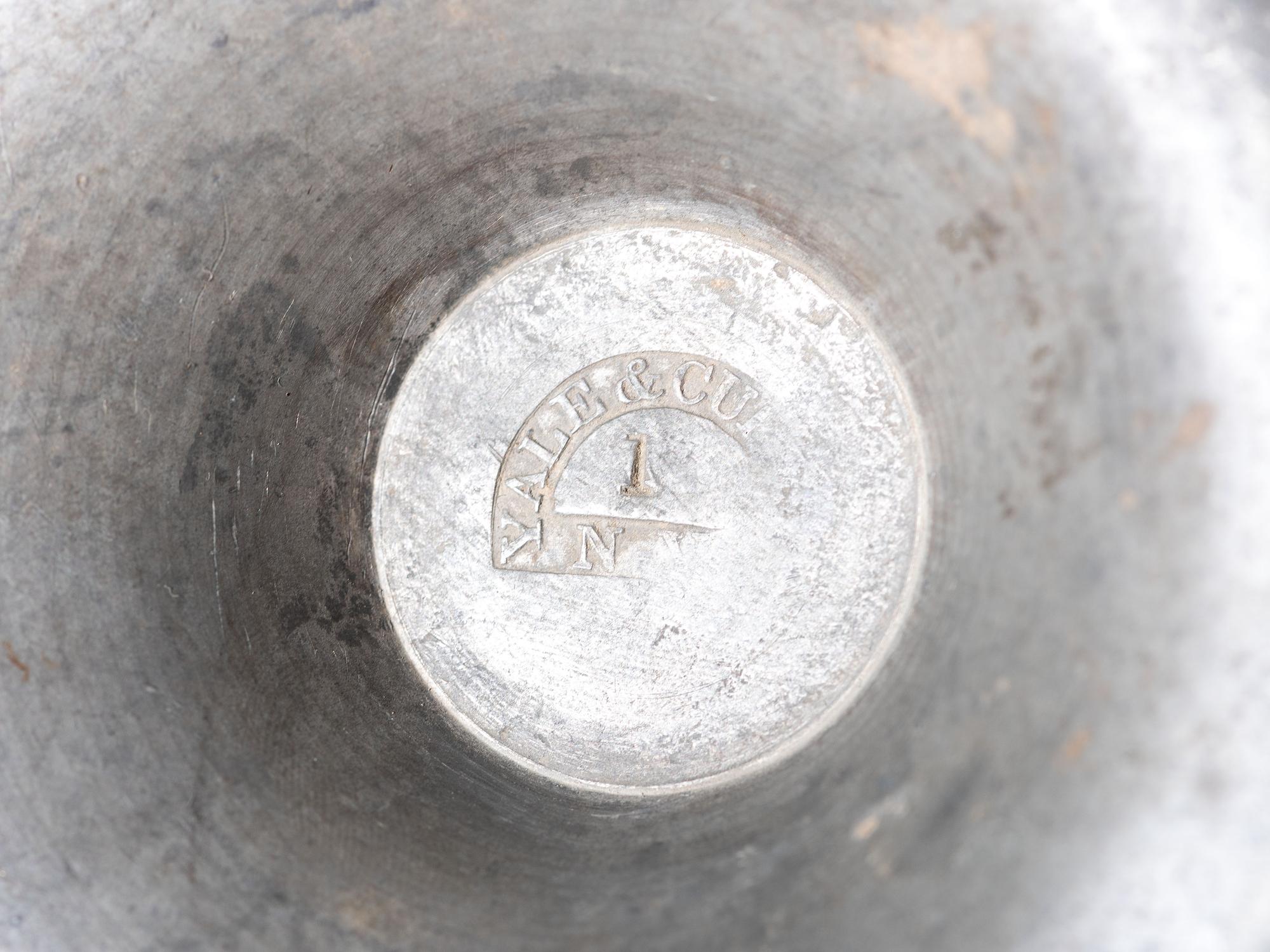 A Pewter Gimbaled Whale Oil Lamp