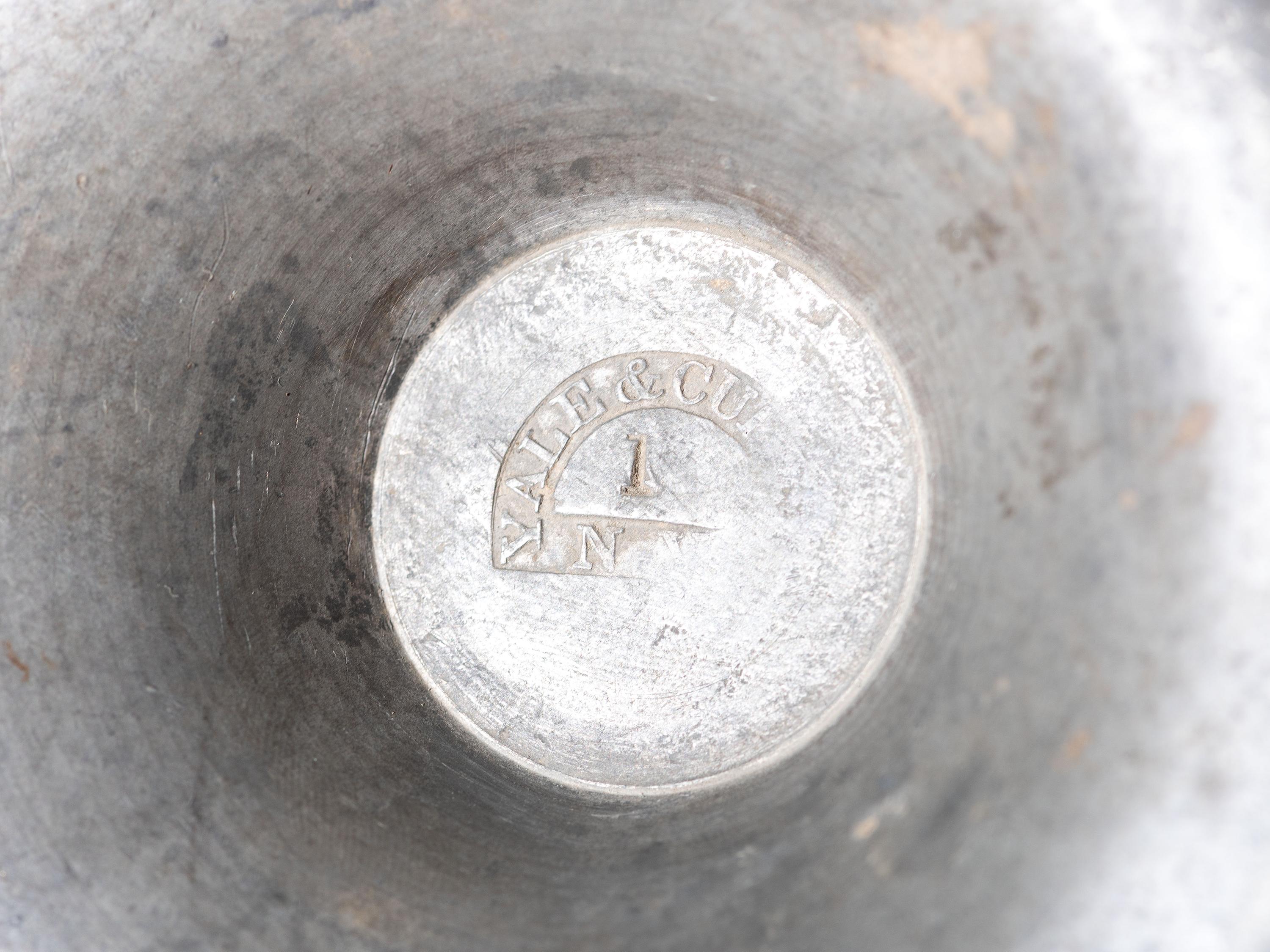 A Pewter Gimbaled Whale Oil Lamp
