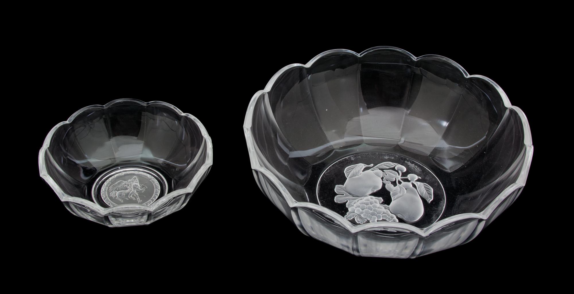Two Val St. Lambert Crystal Bowls Diameter of larger 9 7/8 inches. — 20TH CENTURY