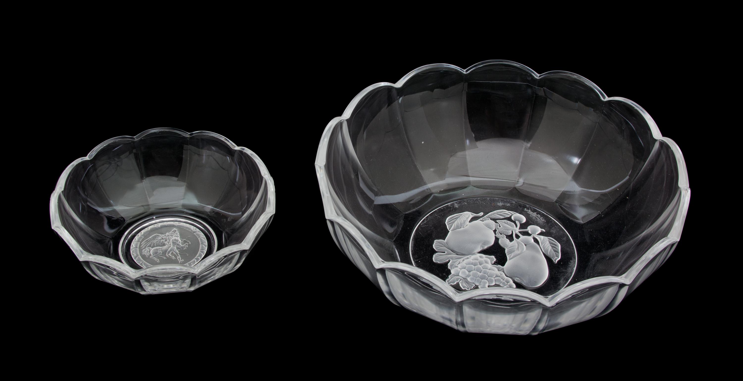 Two Val St. Lambert Crystal Bowls Diameter of larger 9 7/8 inches. — 20TH CENTURY