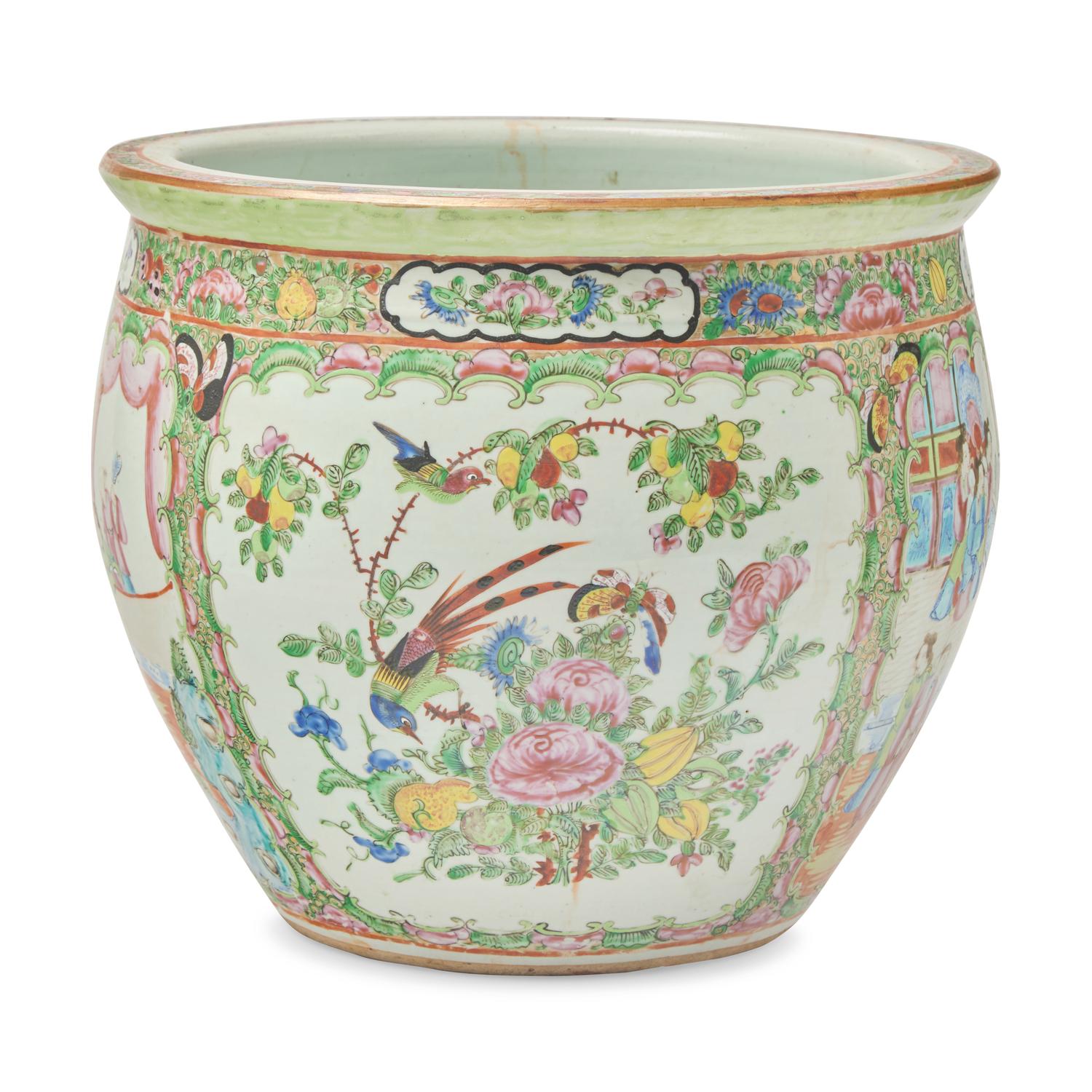 A Chinese Export Porcelain Rose Medallion Jardiniere