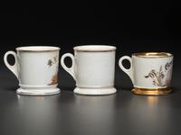 Three Carpentry Related Porcelain Occupational Shaving Mugs