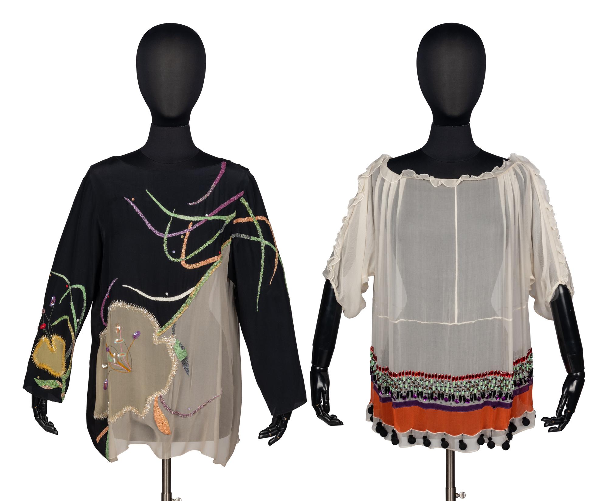 Two Etro Beaded Silk Blouses