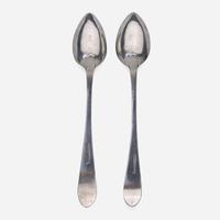 A large collection of twenty-five bird-back and fancy-back teaspoons Various makers, Lancaster, Reading, Philadelphia, PA, and Burlington, NJ, circa 1780-1820