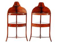 A Near Pair of George III Style Mahogany Corner Stands