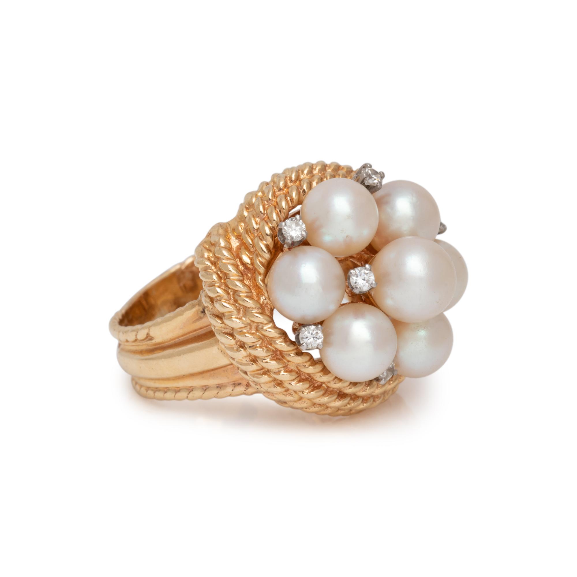 HAMMERMAN BROTHERS, CULTURED PEARL AND DIAMOND RING