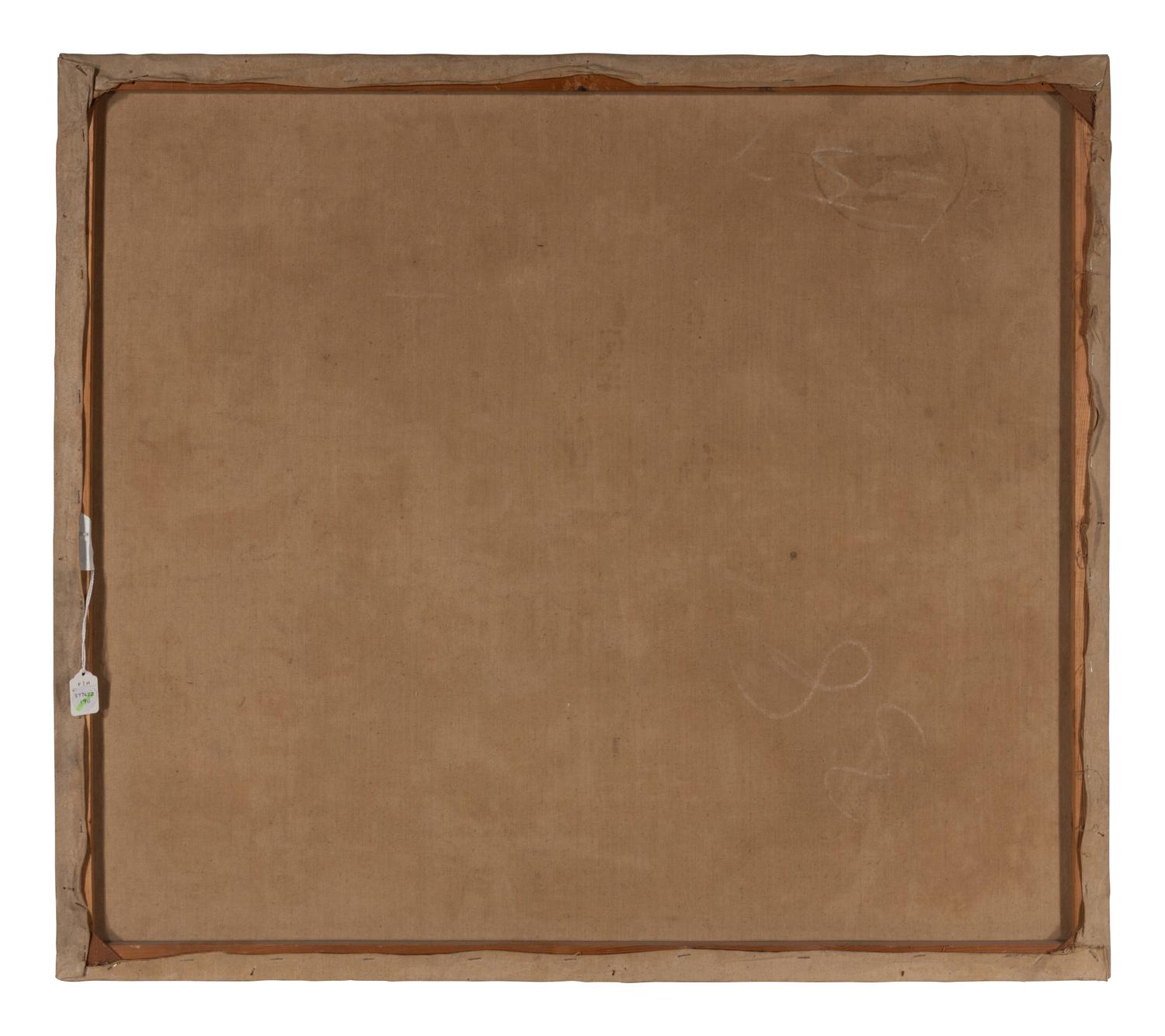 A French Grisaille-Painted Canvas Fire Board