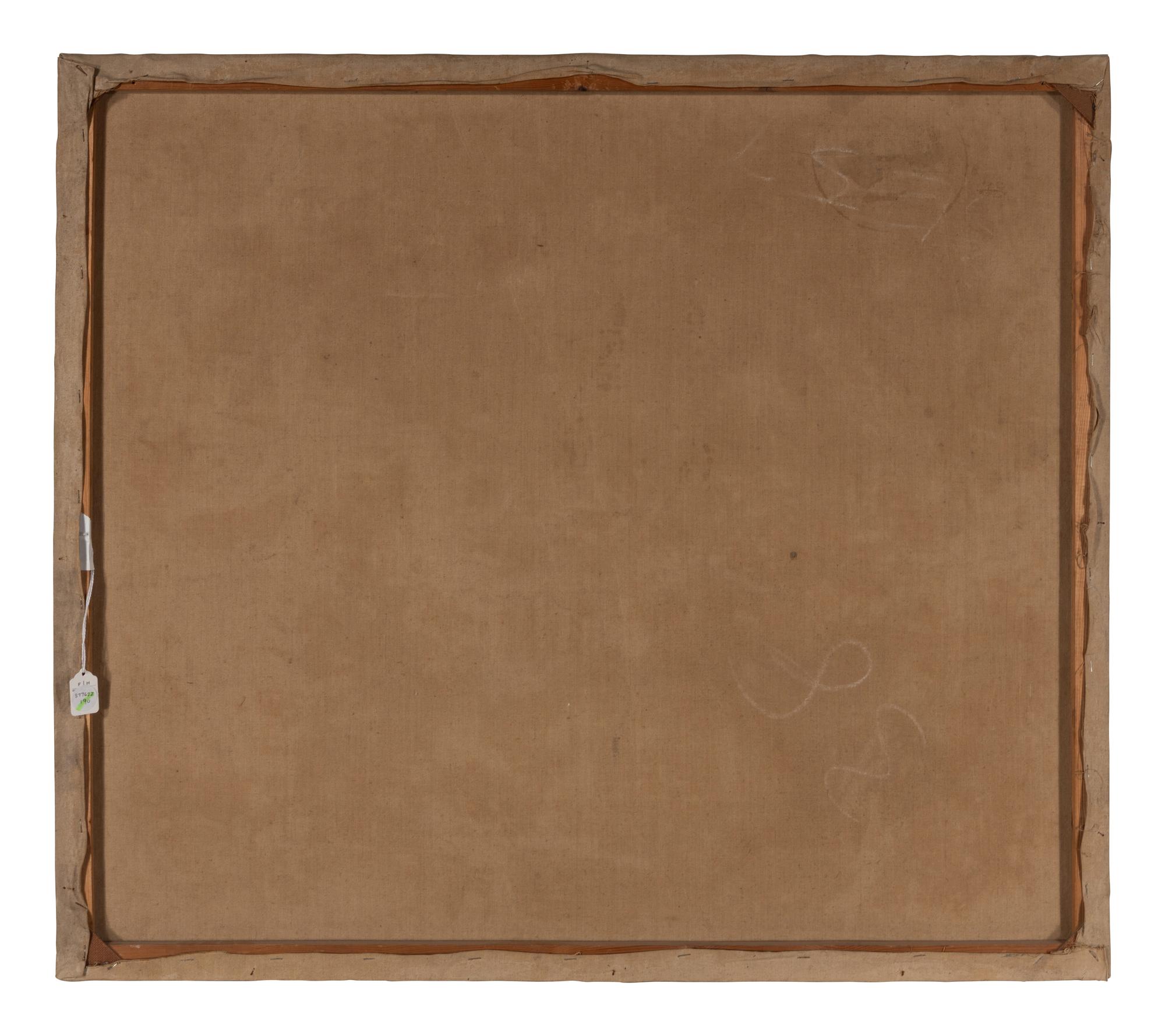A French Grisaille-Painted Canvas Fire Board
