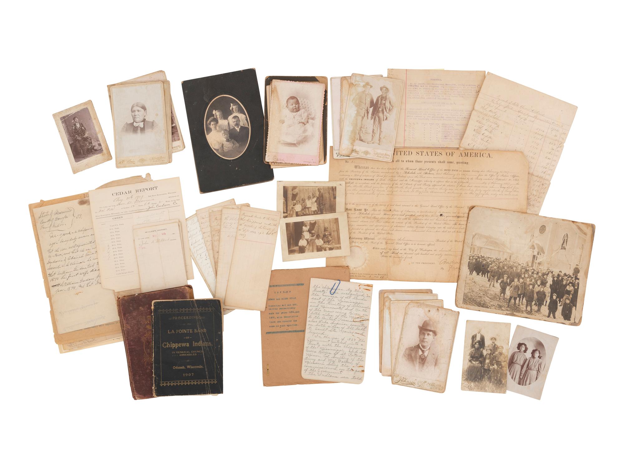 [NATIVE AMERICAN]. ARMSTRONG, Charles D. (1866-1931). Papers of Charles D. Armstrong of the Bad River Band of the Lake Superior Tribe of Chippewa Indians, including letters, documents, maps, and photographs.