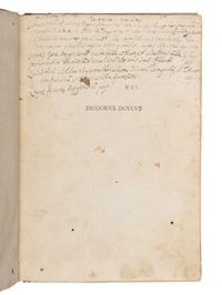 DIODORUS Siculus (fl. 60-30 B.C.). Bibliothecae historicae libri VI . Translated Poggius Florentinus, edited by Bartholomaeus Merula. Venice: Johannes Tacuinus, de Tridino, 20 September 1496.