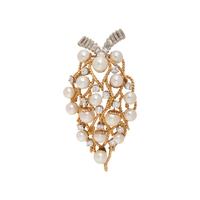 DIAMOND AND CULTURED PEARL BROOCH