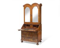 A William & Mary burl walnut-veneered double-domed secretary desk, circa 1700