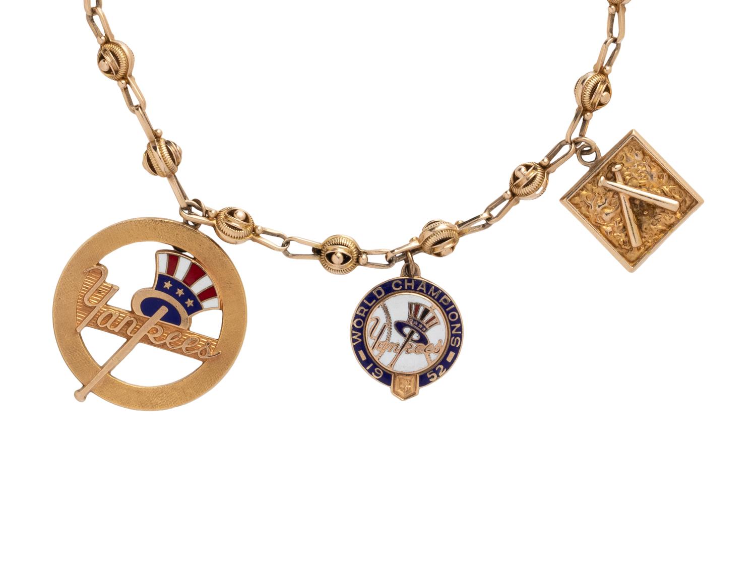 YELLOW GOLD AND GOLD-FILLED YANKEES CHARM NECKLACE