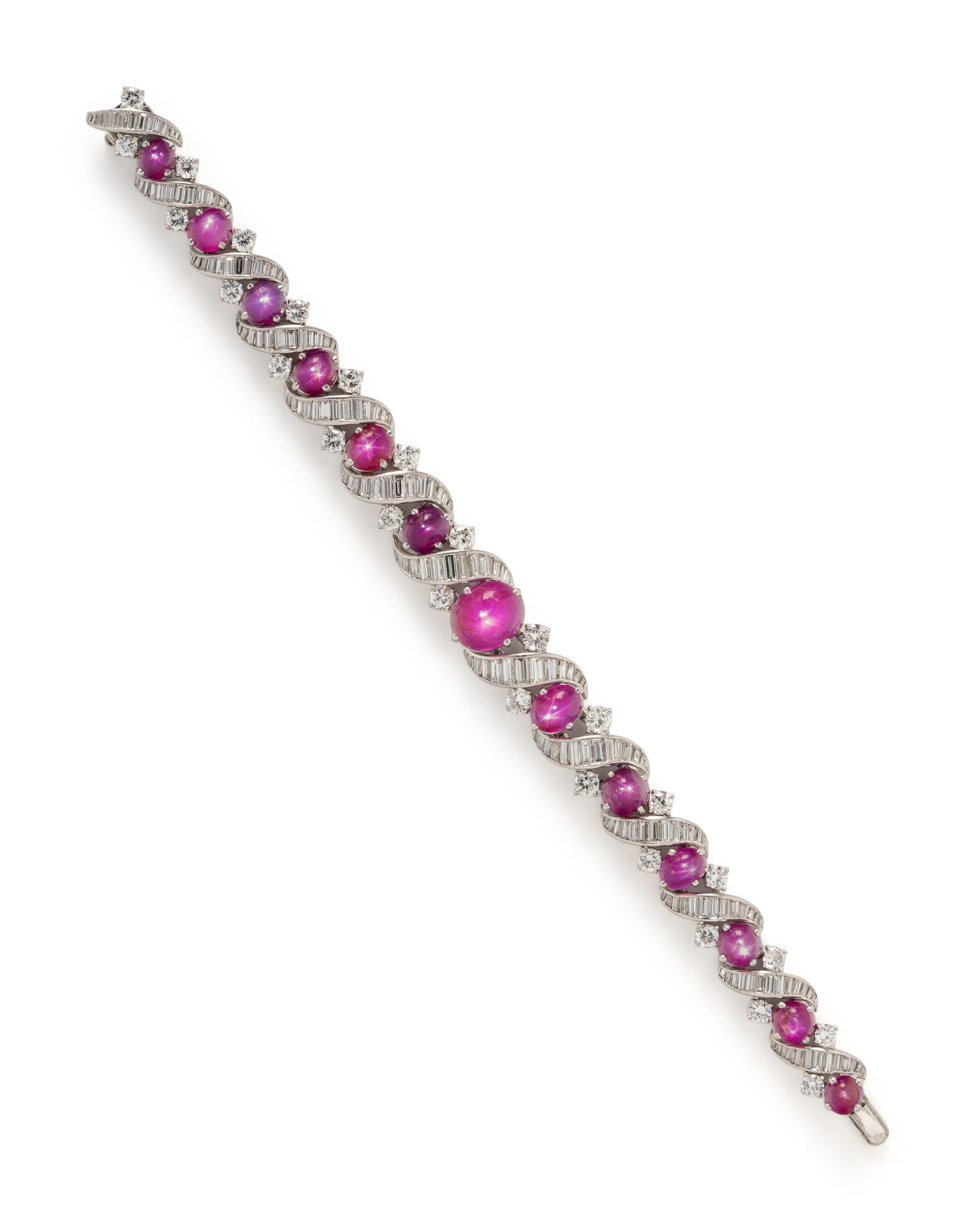 STAR RUBY AND DIAMOND BRACELET