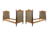 A Pair of Directoire Painted and Parcel Ebonized Daybeds