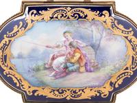 Three Sèvres Style Gilt Metal Mounted Painted and Parcel Gilt Porcelain Boxes
