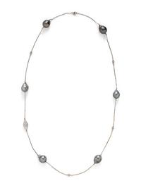 CULTURED TAHITIAN PEARL AND DIAMOND NECKLACE