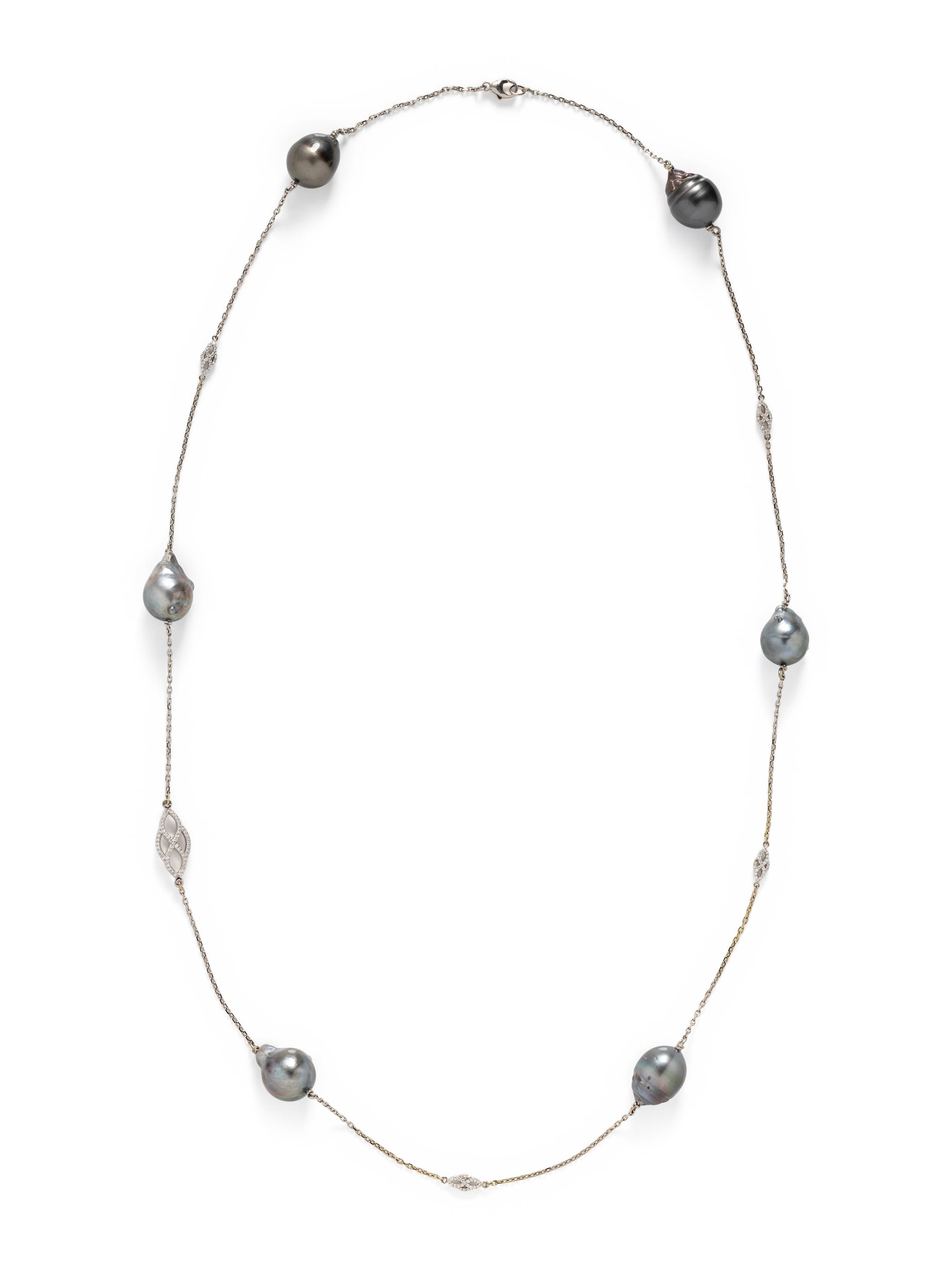 CULTURED TAHITIAN PEARL AND DIAMOND NECKLACE