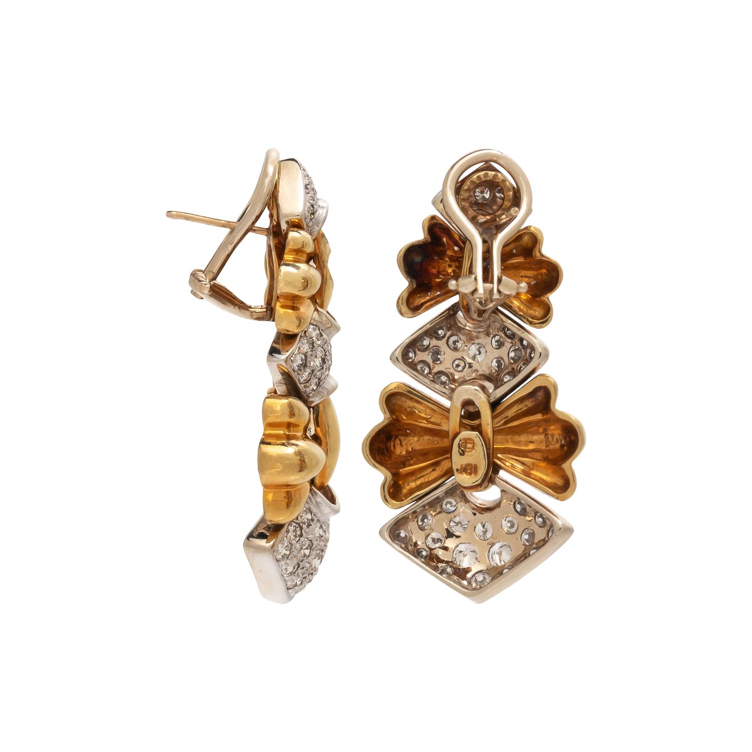 BICOLOR GOLD AND DIAMOND EARRINGS
