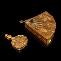 Two Japanese Gold Lacquer Fan-Shape Writing Boxes, Suzuribako, 19th Century