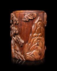 A Chinese Huagnhuali Brushpot, Bitong