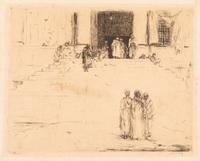 Marius Bauer, (Dutch, 1867-1932), A group of five works: Tent Bazaar, A Bazaar at Damascus, North Porch, Figures at Mosque Steps togeth