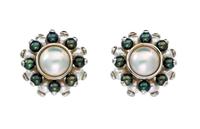 A Pair of 18 Karat White Gold, Cultured and Mabe Pearl Earclips, Verdura, 17.80 dwts.