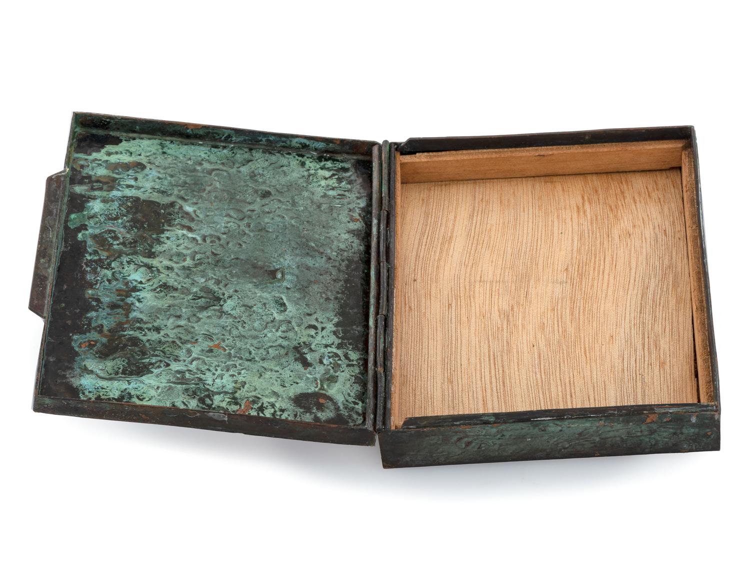 Mexican Copper Box, with Silver Bird