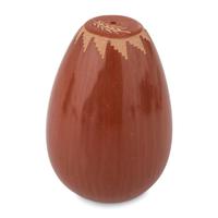 Red and Black Sgraffito Pottery Seed Jar, with Lapis Bead