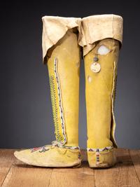 Kiowa Beaded Boot Moccasins, with Eagle Tail Design