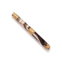 A Western Asiatic Gold and Banded Agate Bead Pendant