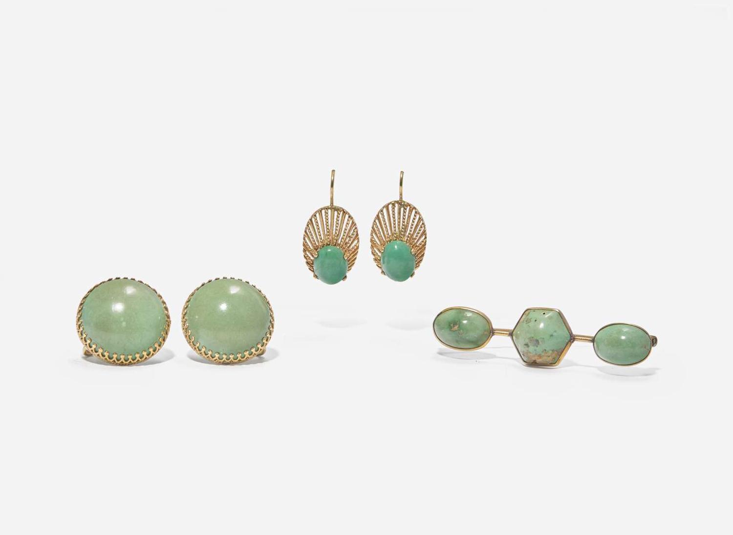 A Collection of 14K Yellow Gold and Turquoise Jewelry