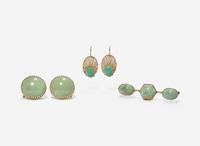 A Collection of 14K Yellow Gold and Turquoise Jewelry