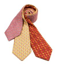 A Group of Three Hermes Silk Ties, 3.15" wide.