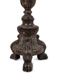 A Large Silvered Wood Pricket Mounted as a Lamp