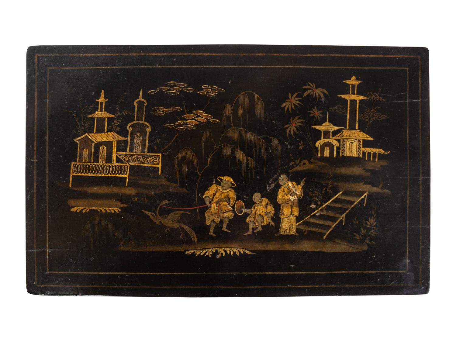 A Set of Regency Black Japanned Nesting Tables