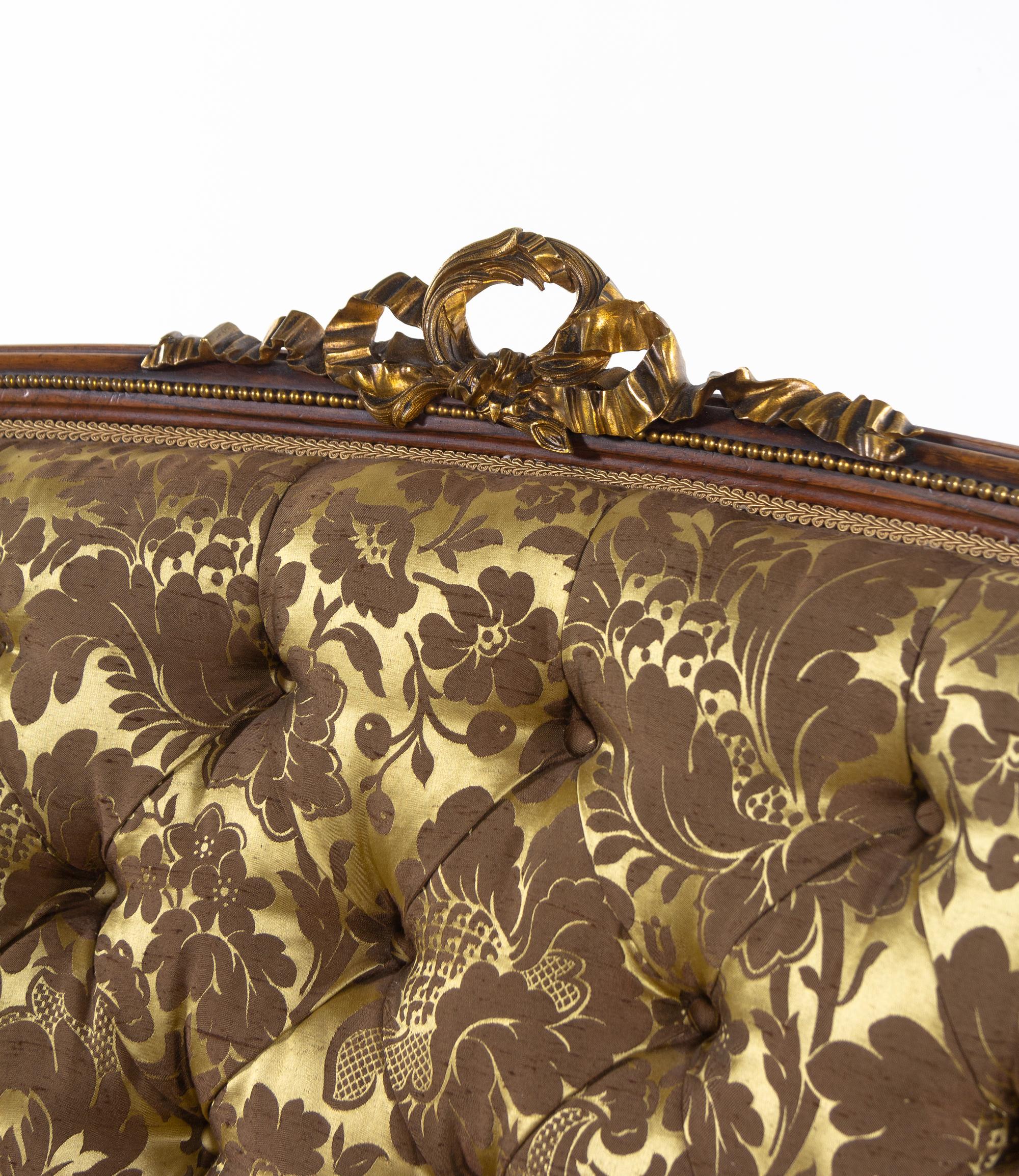 A Louis XV Style Gilt Bronze Mounted Rosewood Three-Piece Seating Suite