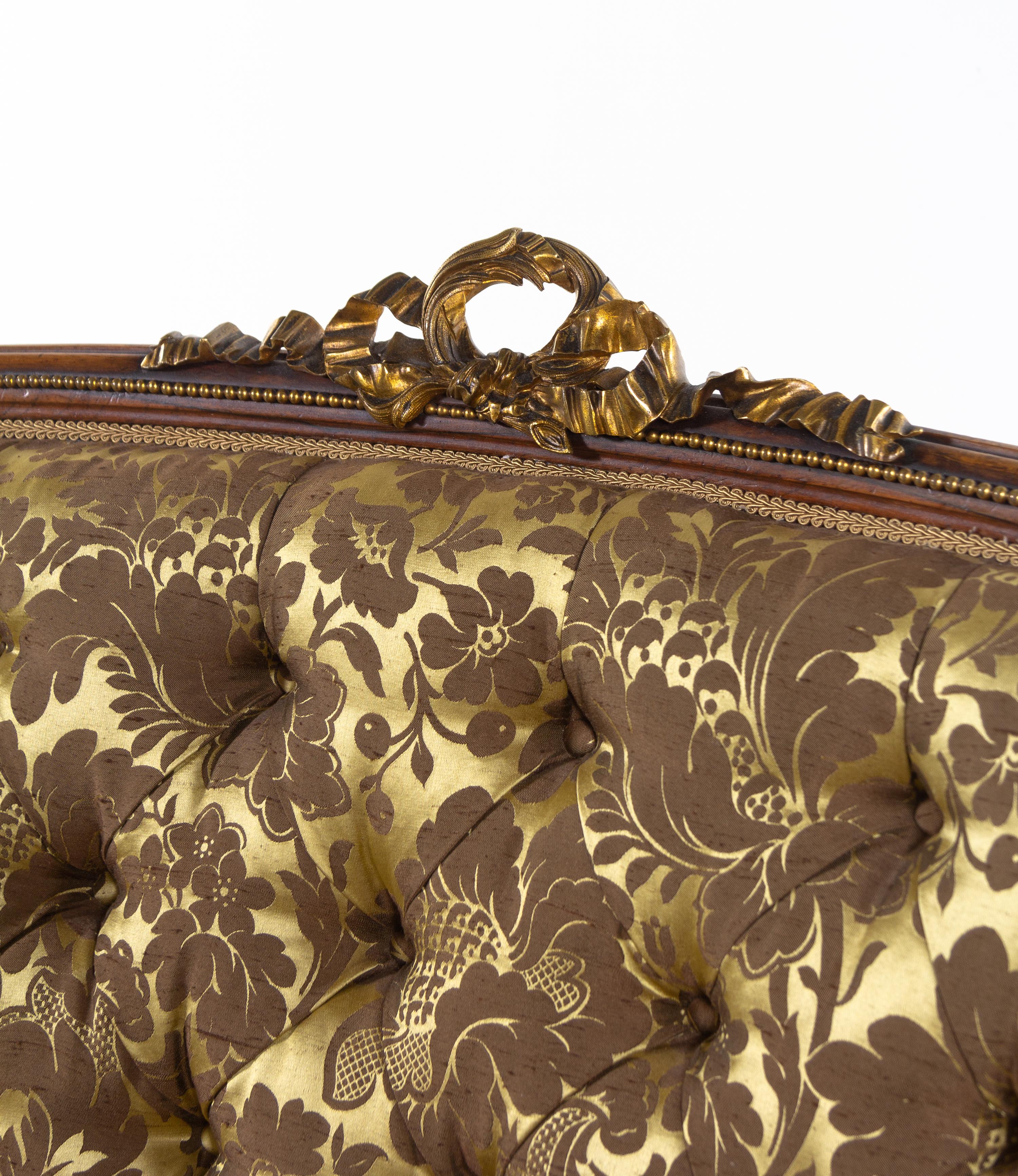 A Louis XV Style Gilt Bronze Mounted Rosewood Three-Piece Seating Suite