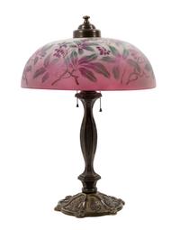 A Pairpoint Style Stenciled Glass Table Lamp Height 24 1/2 inches. — 20TH CENTURY