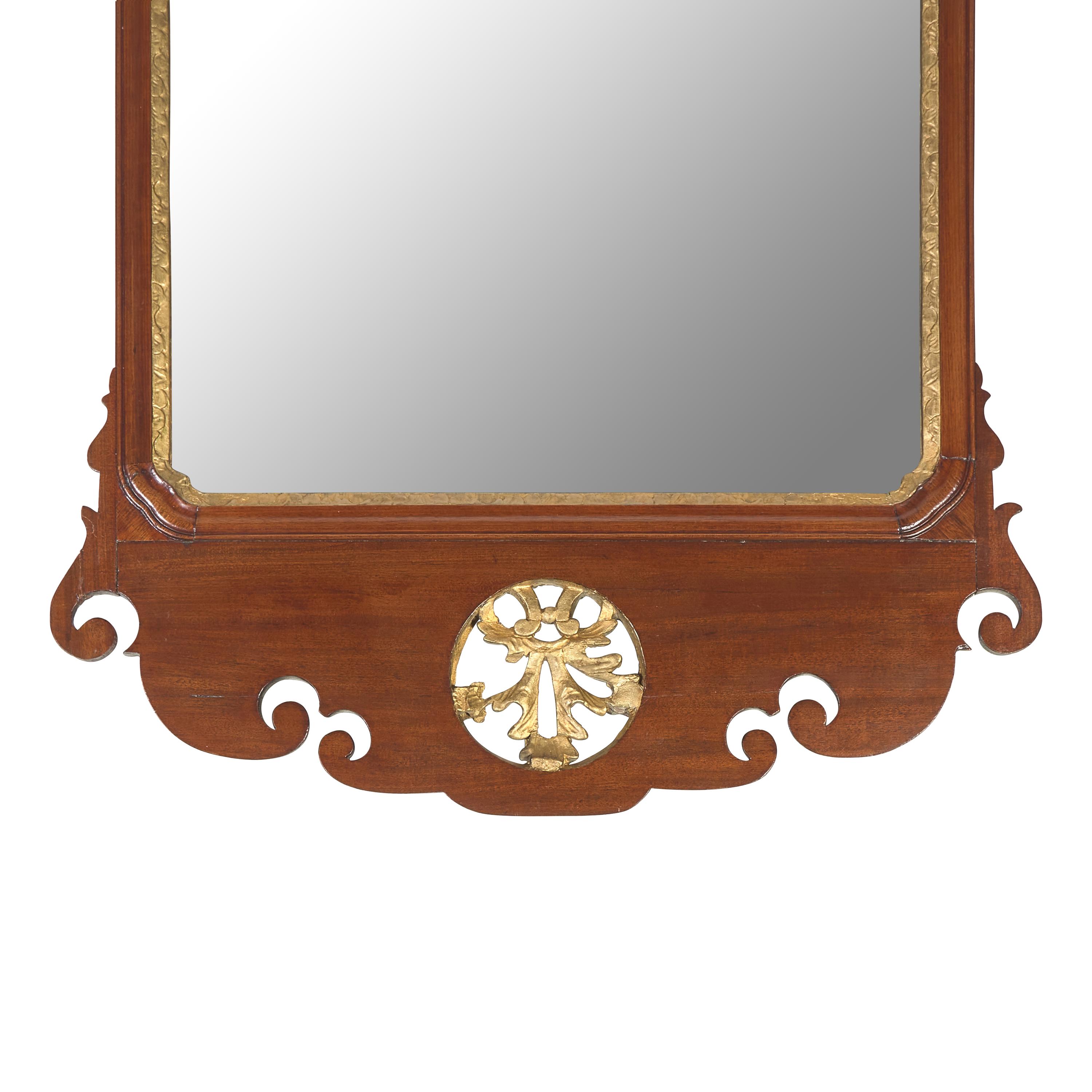 A Chippendale Mahogany and Parcel-Gilt Looking Glass