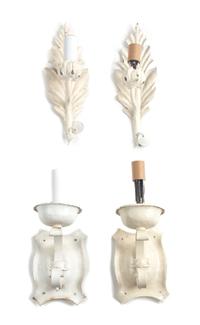 A Collection of Metal Wall Lights Height overall of largest 14 inches.
