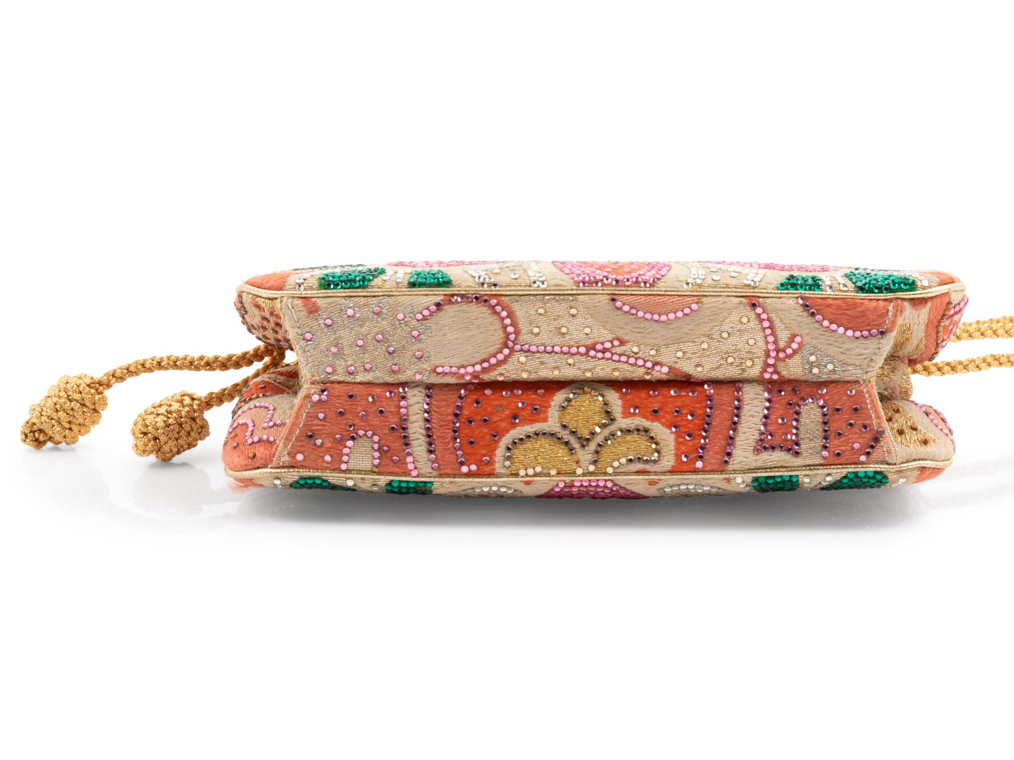 Judith Leiber Floral Tapestry and Rhinestone Frame Bag