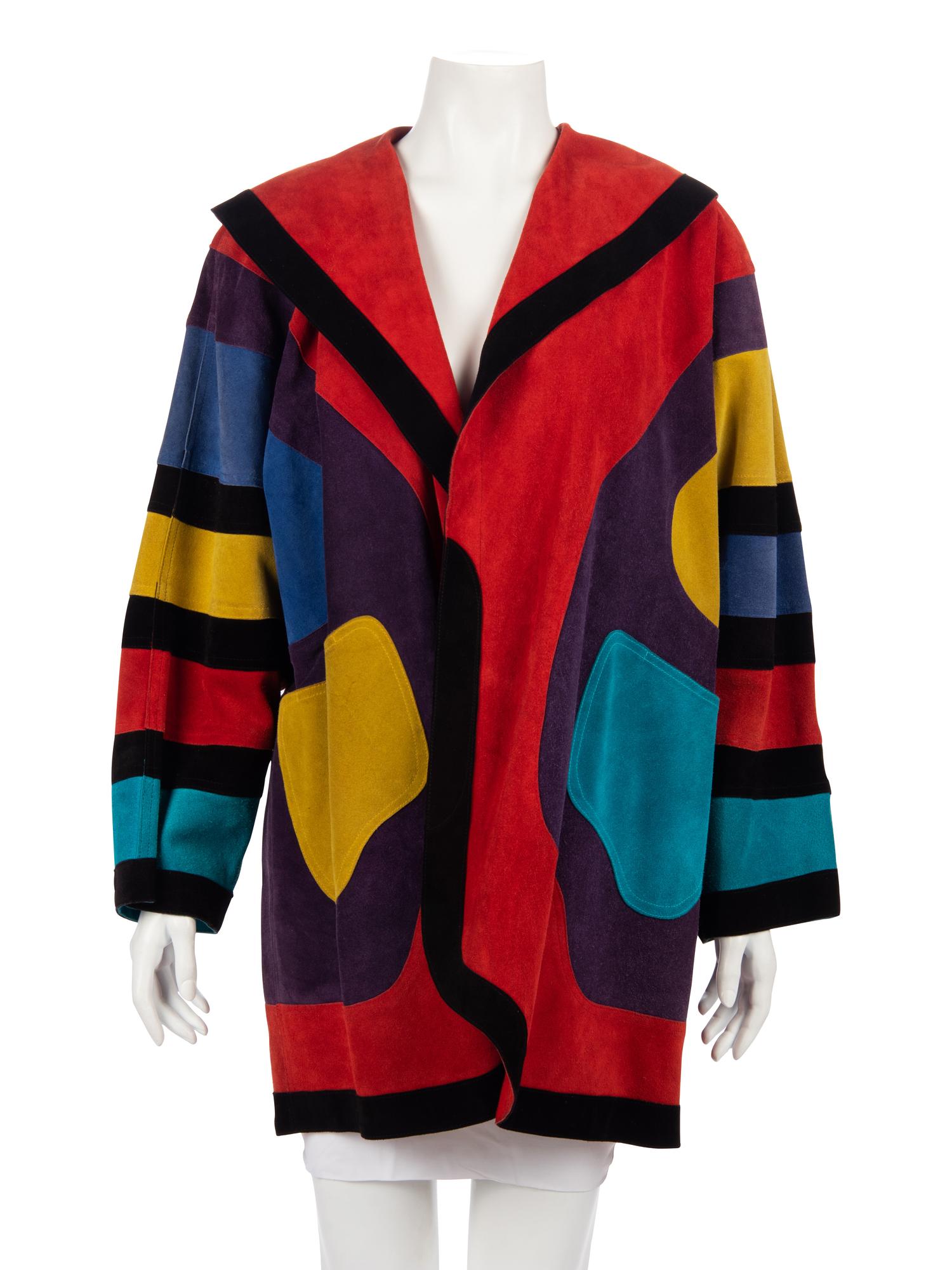 Three Jean Muir Color Blocked Suede Jackets, 1970-80s
