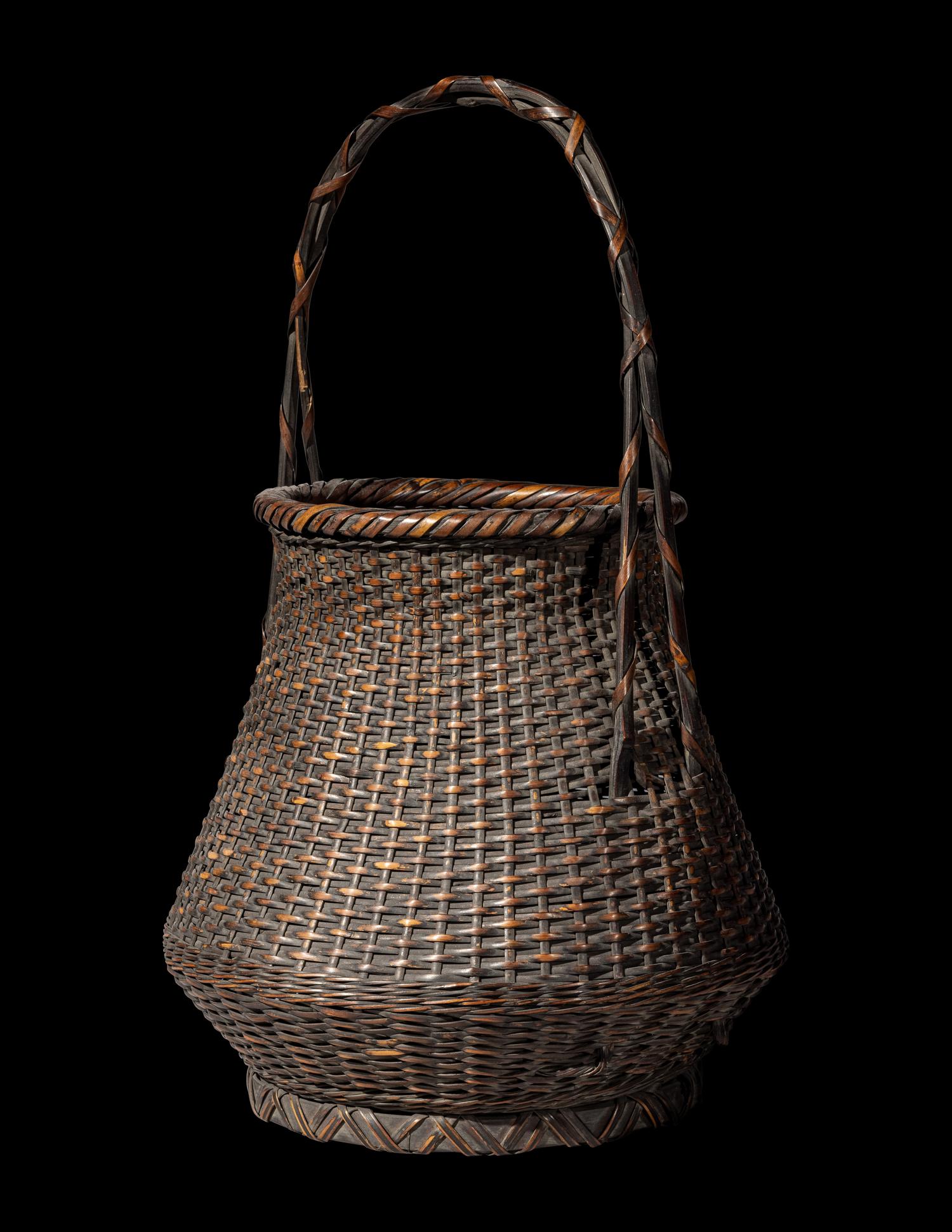 A Japanese Ikebana Bamboo Basket