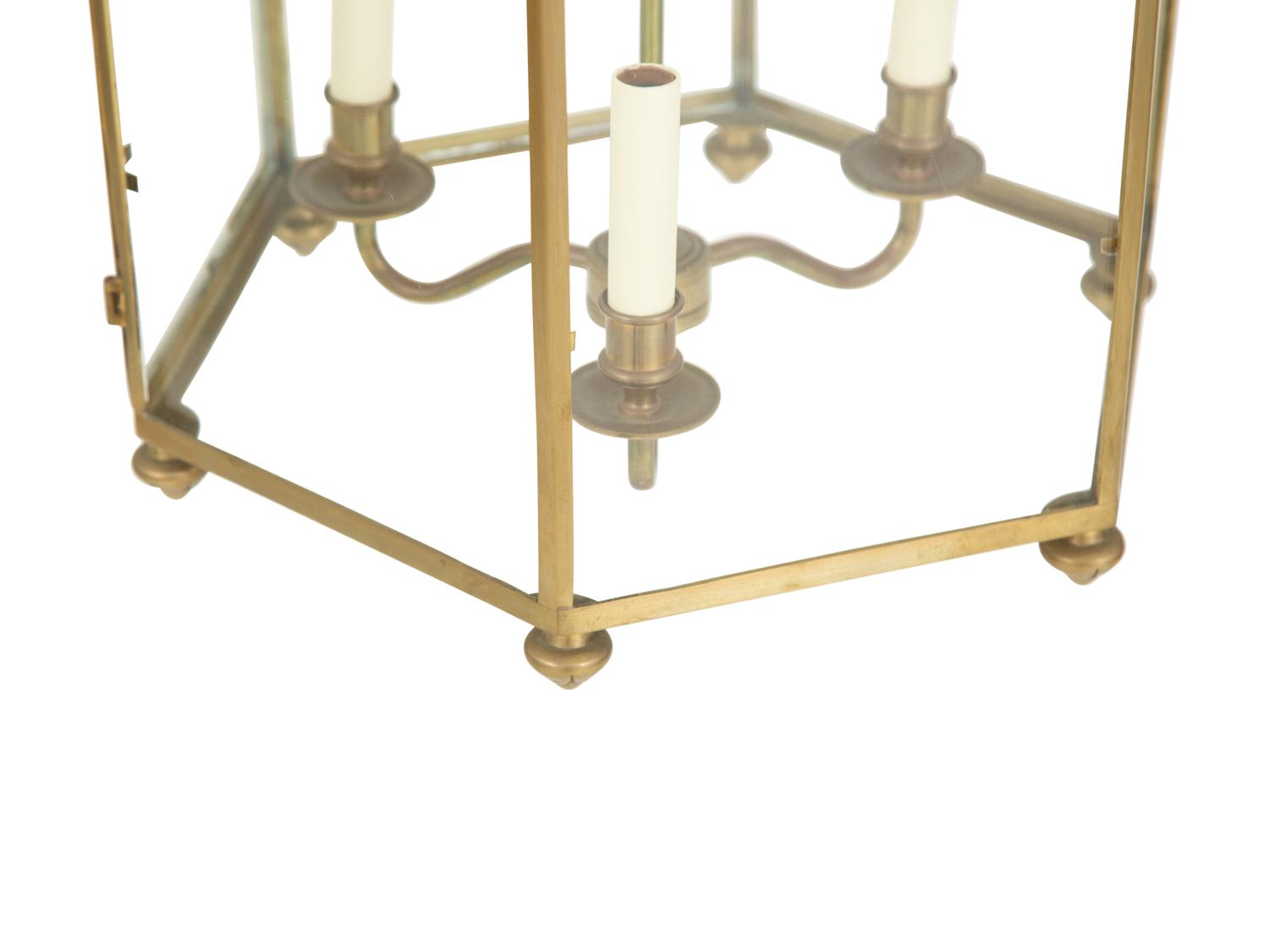 A Regency Style Brass Three Light Lantern